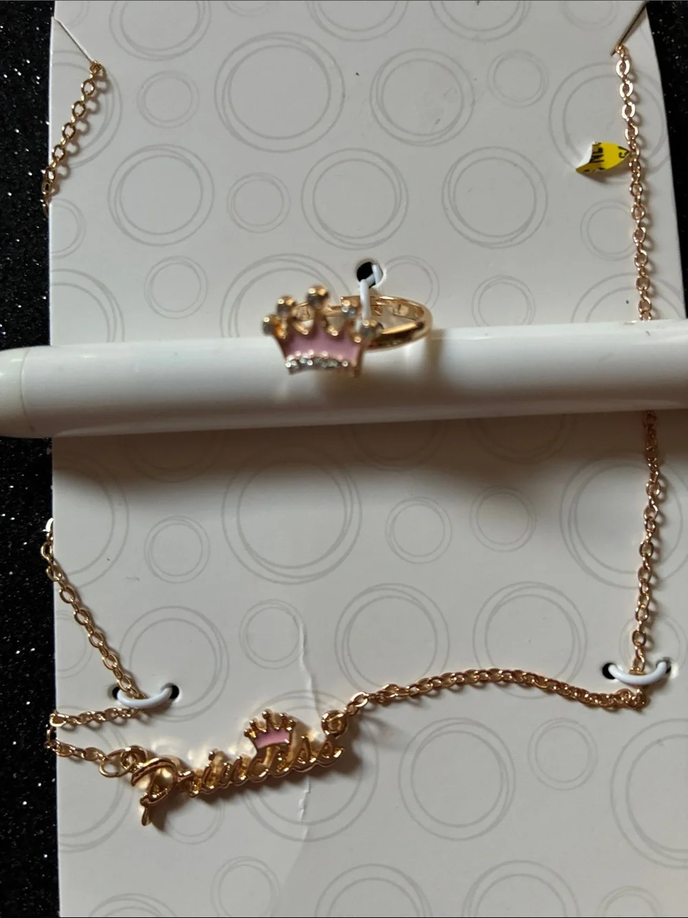 Wonder Nation Rose Gold Nameplate Necklace and Ring Set